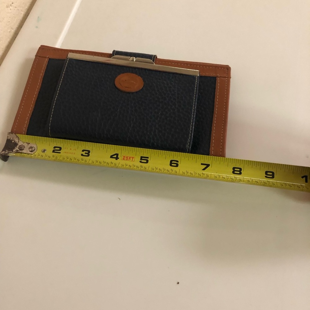 Dooney & Bourke Pebbled Leather Blue and Brown Wallet Checkbook - Picture 7 of 8